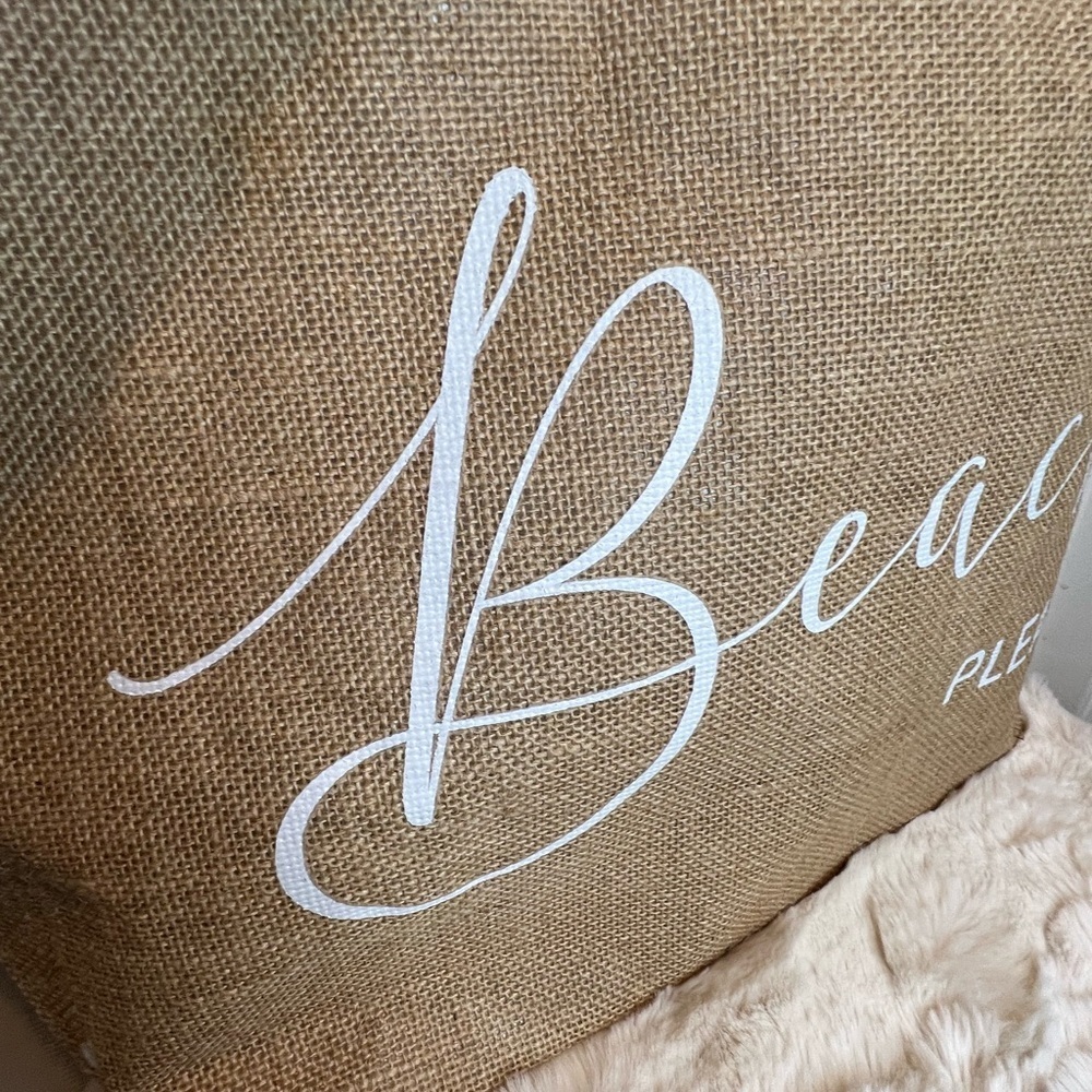 JUTE BEACH TOTE BAG “BEACH PLEASE! - Picture 3 of 7
